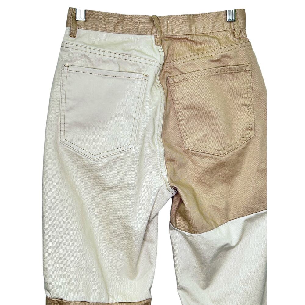 Pacsun Beige Cream Two-Tone Paneled High Waist Button Fly Straight Leg Dad Jean - Picture 5 of 11